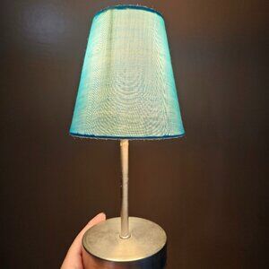Mini Basic Table Lamp with Blue Fabric Shade